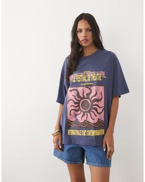 ASOS Oversized T-shirt With Le Festival - Blue