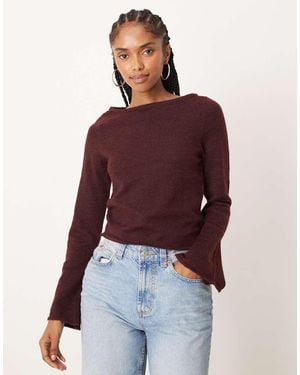 ASOS Loose Knit Slash Neck Top - Red