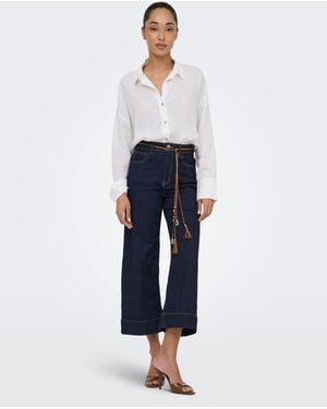 ONLY – wide-fit-jeans aus dunkelem denim - Blau