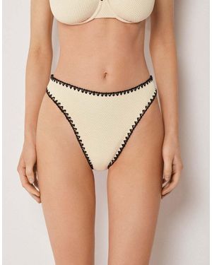 Calzedonia High-Waist Brazilian Bicolour Embroidery - Natural