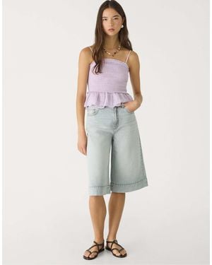 Stradivarius Bermuda en jean - bleu surteint - Gris