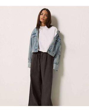 PixieGirl Petite Linen Wide Leg Trousers - Grey