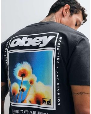Obey Stronger Together Back Graphic T-Shirt Met Korte Mouwen - Blauw