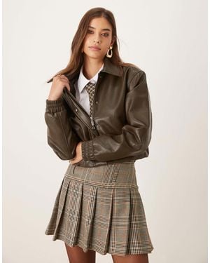 Threadbare Bomber imitation cuir - marron chocolat