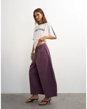 TOPSHOP Techy Oversized Ovoid Mid Length Trouser - Purple