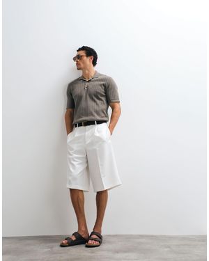 ASOS Tailored Pleated Oversized Bermuda Shorts - Natural
