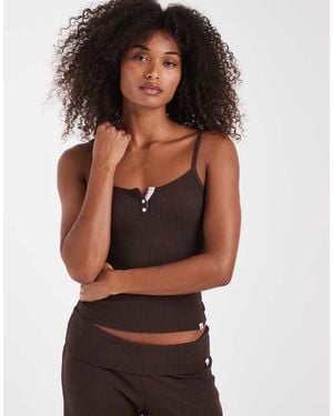 Hollister Button Cami Pyjama Top Co-ord - Brown