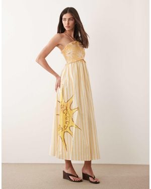 Never Fully Dressed Ashley Cotton Halter Neck Maxi Dress - Natural