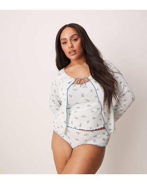 ASOS Asos Design Curve Freya Pointelle Cardi - White