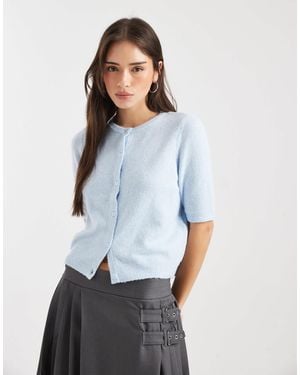 Vero Moda Gilet en maille à col rond et manches courtes - pastel - Bleu