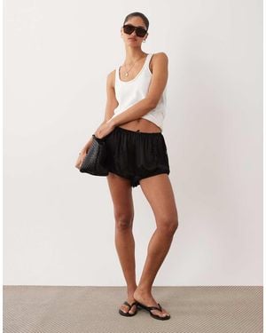 Miss Selfridge Satin And Lace Trim Shorts - White