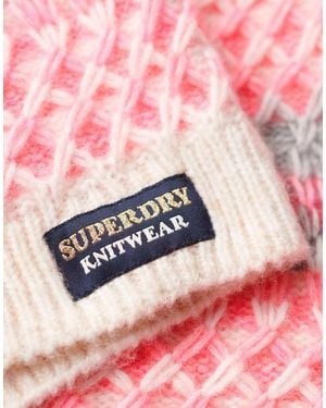 Superdry Pull court en maille à col roulé - écru - Rose