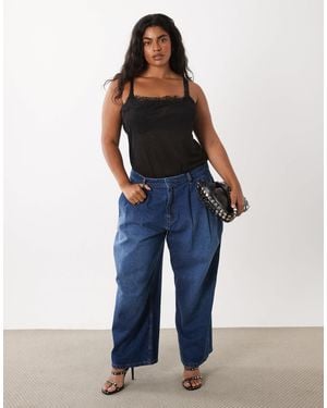 ASOS Asos Design Curve Pleat Front Horseshoe Jean - Blue