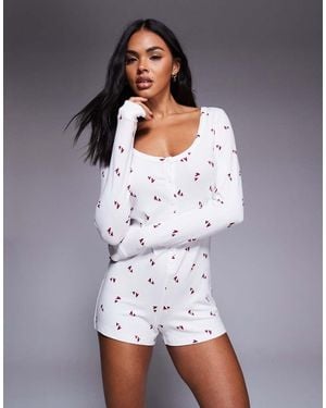 Boux Avenue Heart Print Super Soft Romper - White