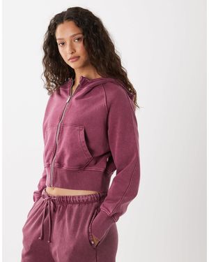 Cotton On Active - sweat à capuche zippé à manches raglan - vieux - Rouge
