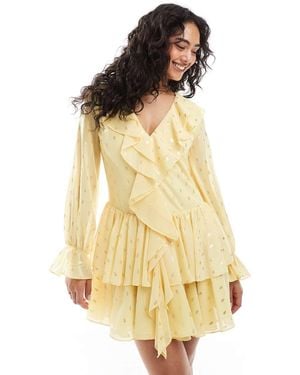 TFNC London Tiered Mini Dress With Ruffle Detail - Metallic