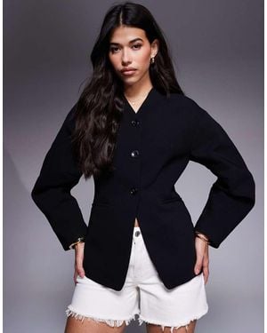 River Island Puff Sleeve Tailored Blazer - Blue