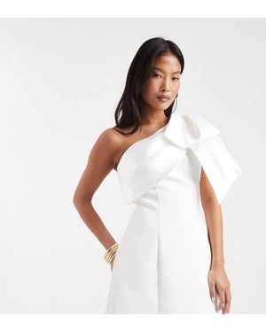Forever New Bridal exaggerated One Shoulder Bow Structured Mini Dress - White