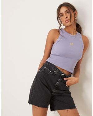 Calvin Klein – bermuda-shorts aus denim - Weiß