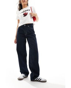 Weekday Rail - jean baggy à taille mi-haute - délavé - Bleu