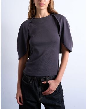 TOPSHOP Slinky Cape Detail Top - Blue