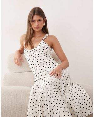 Mango Scoop Neck Asymmetric Hem Maxi Dress - Natural