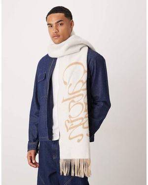 Calvin Klein Bufanda Con Logo De Texto De Lana De Calvin Klein-Neutro - Azul