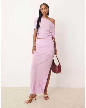 ASOS Mix & Match Mesh Semi Sheer Side Split Maxi Skirt - Pink