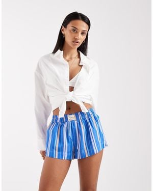 Free People Day To Day Mini Boxer Shorts - Blue