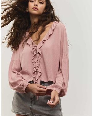 Stradivarius Blouse ample à volants - vieux - Rose