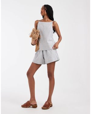 Pieces Tie Waist Denim Shorts - White