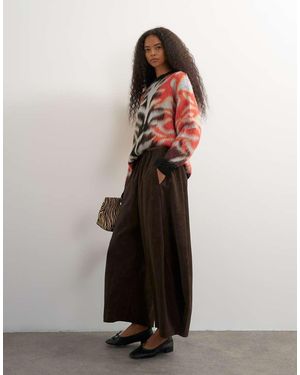 TOPSHOP Faux Leather Horseshoe Trousers - Brown