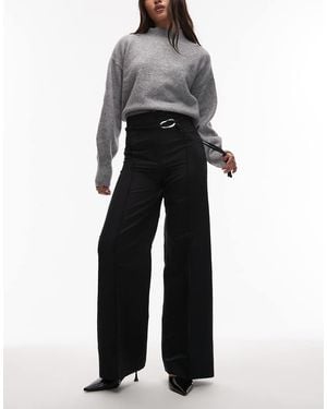 & Other Stories Tie Belt Flared Tailored Trousers - Grey