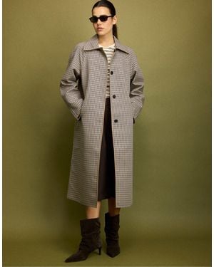 Stradivarius Langer, wendbarer karierter trenchcoat - Grün