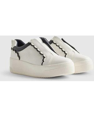 River Island Scallop Trim Slip On Trainers - White