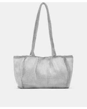Pull&Bear – schultertasche aus metall-netzstoff - Grau