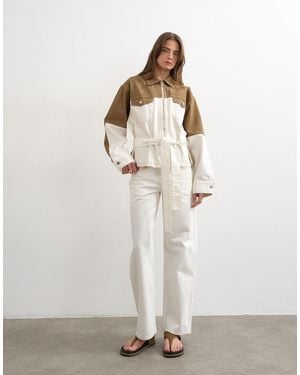 TOPSHOP Denim Two-Toned Cinch Jacket - White