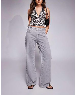 Princess Polly Scheana Low Rise Waist Buckle Detail Wide Leg Jeans - Purple