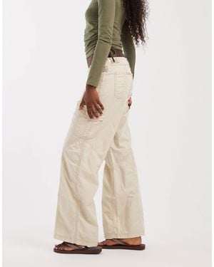 Hollister Pantalon large taille basse style années 2000 avec détail - Neutre