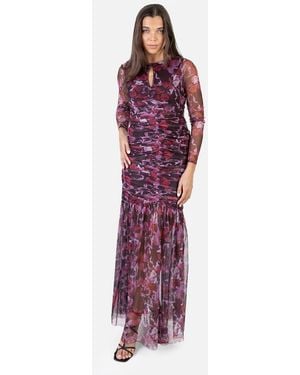 ANAYA Floral Ruched Maxi Dress - Purple
