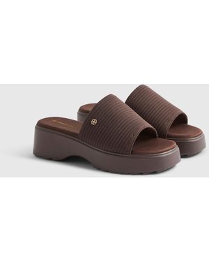 River Island Knitted Mule Flatform Sandals - Brown