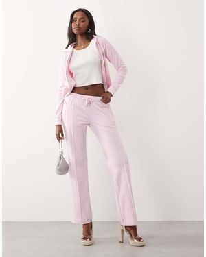 Juicy Couture Velour Drawstring Diamante Outline Logo Trackies - Purple