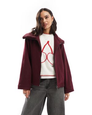 ASOS Knit Collar Short Coat - Red