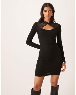 Y.A.S Lace Detail Mini Dress - Black