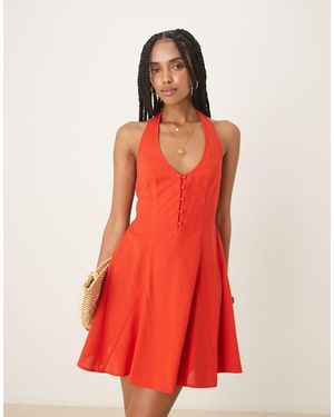 ASOS Halter Mini Sundress With Godet Hem - Red