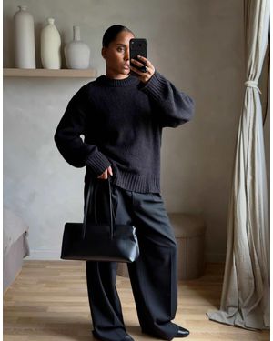 NA-KD Strickpullover mit rundhalsausschnitt aus wollmix - Schwarz