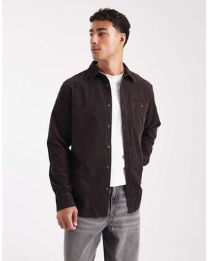 Wrangler Camisa Marrón Chocolate De Manga Larga De Pana De - Negro