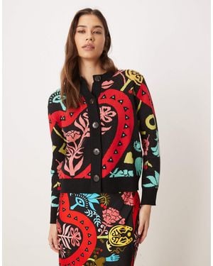 Never Fully Dressed Fitted Cardigan Co-Ord - Red