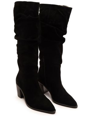OFF THE HOOK Muswell Leather Slouchy Knee-High Block Heel Boots - Black