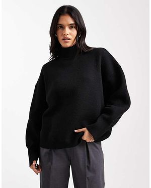 ASOS Jersey De Corte Cuadrado Extragrande Con Cuello Alzado De - Negro